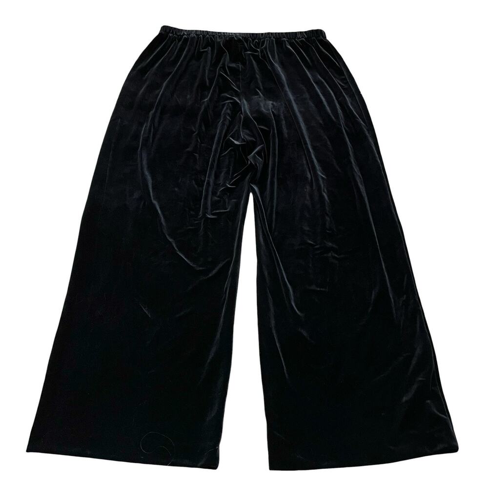 Alex Evenings Wide Leg Velvet Pants 3X Black Pull On Stretchy Party Classic